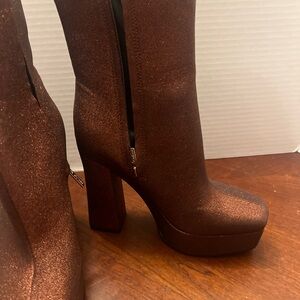 Guess Brown Heeled Boots with Chunky Platform
